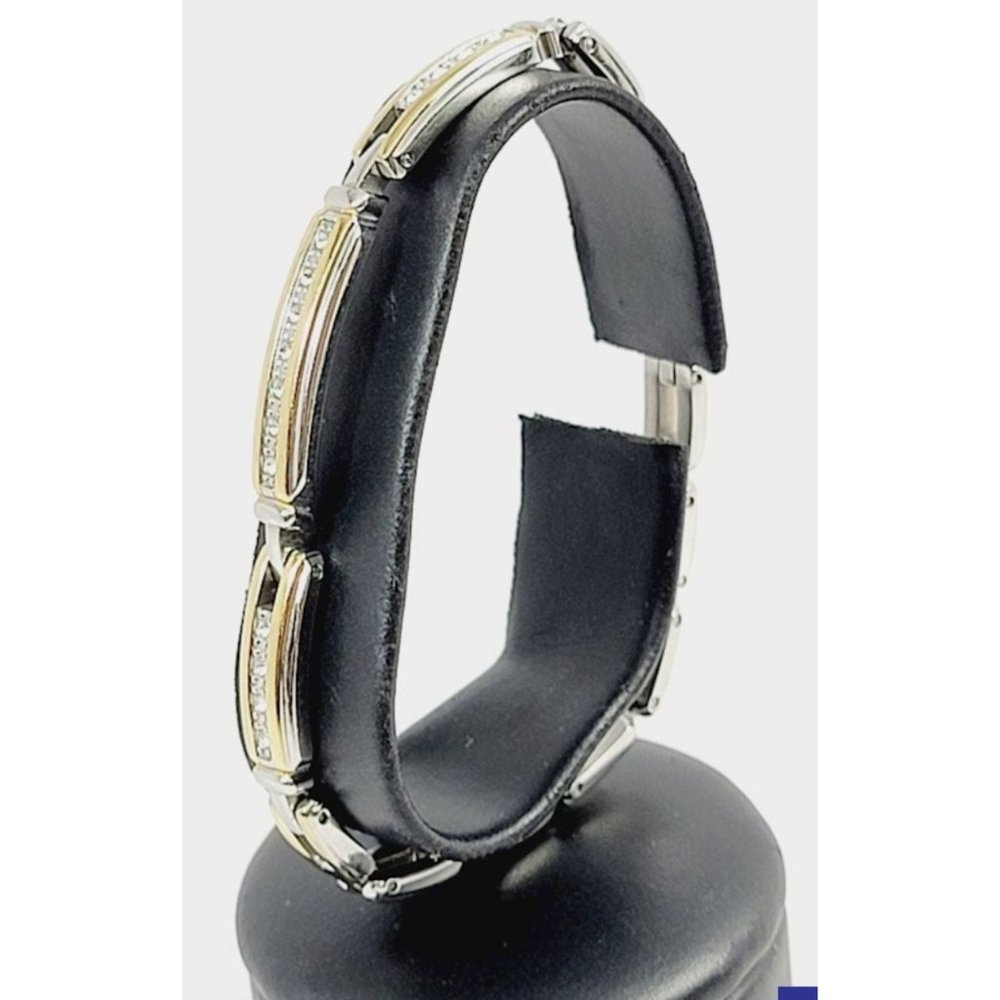7" St Steel/CZ Link Bracelet